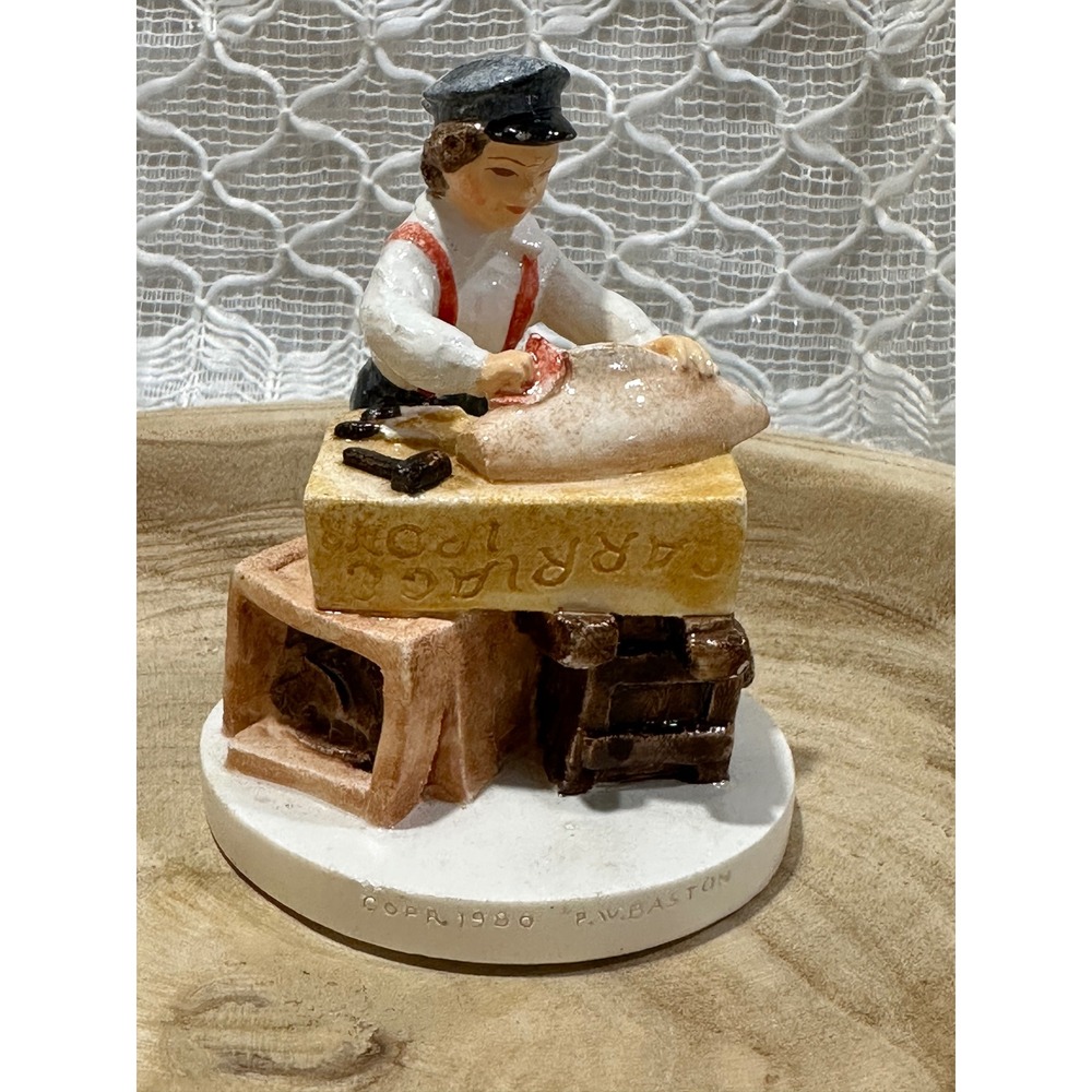 P W Baston Sebastian Handcrafted Miniature Butcher Shop‎ Scene COPR 1990